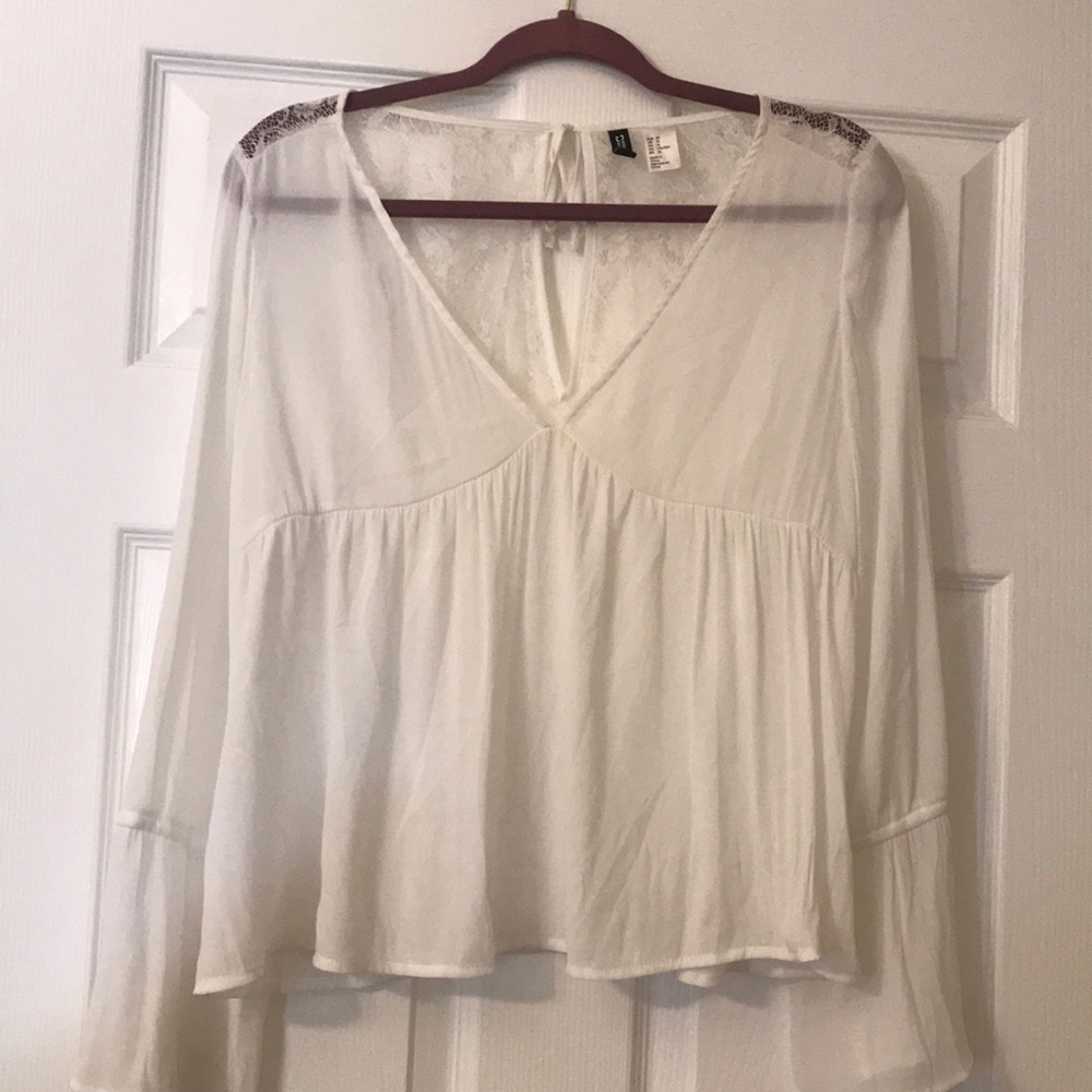 White flowy sheer H and M long sleeve